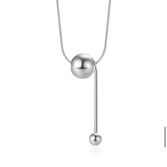 NEW 18K white gold plated necklace ball pendant snake chain jewelry B23 - Picture 2 of 4